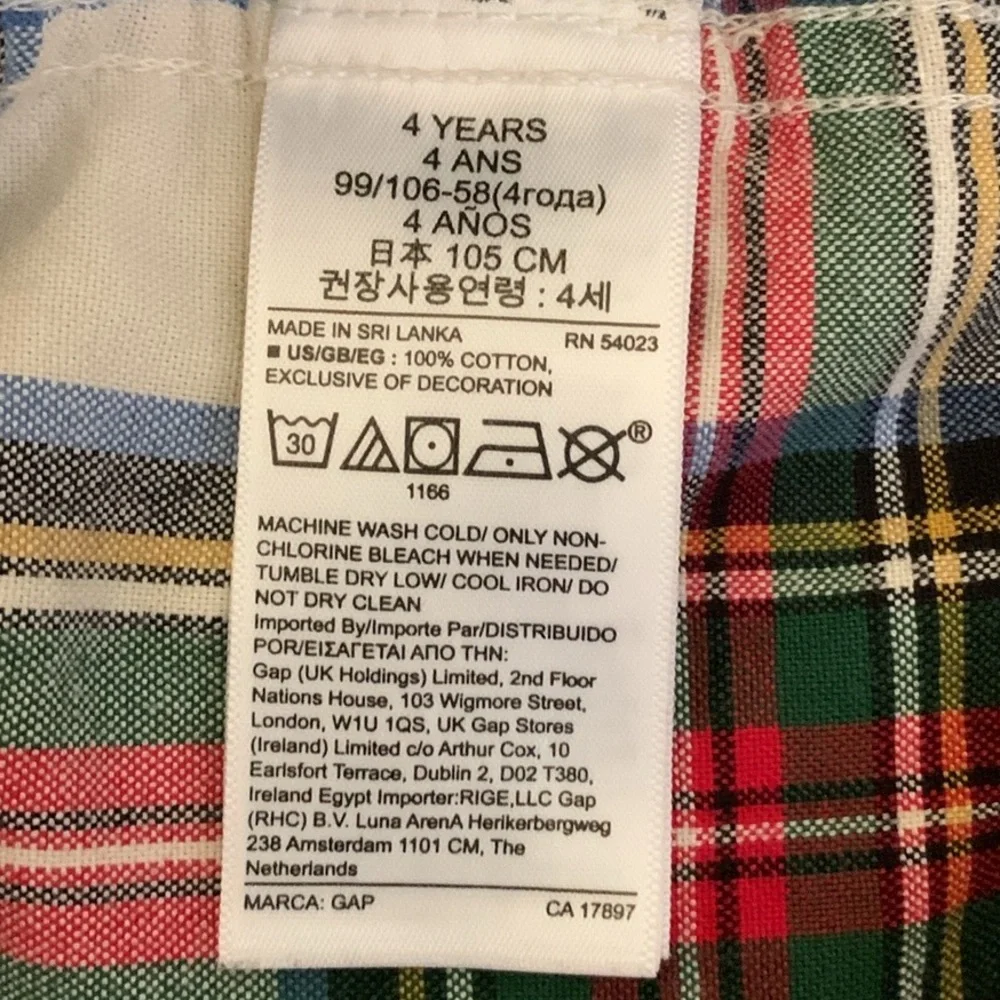 GAP Boys Multicolor Plaid Button-Down Shirt - Red, Green, Blue, White